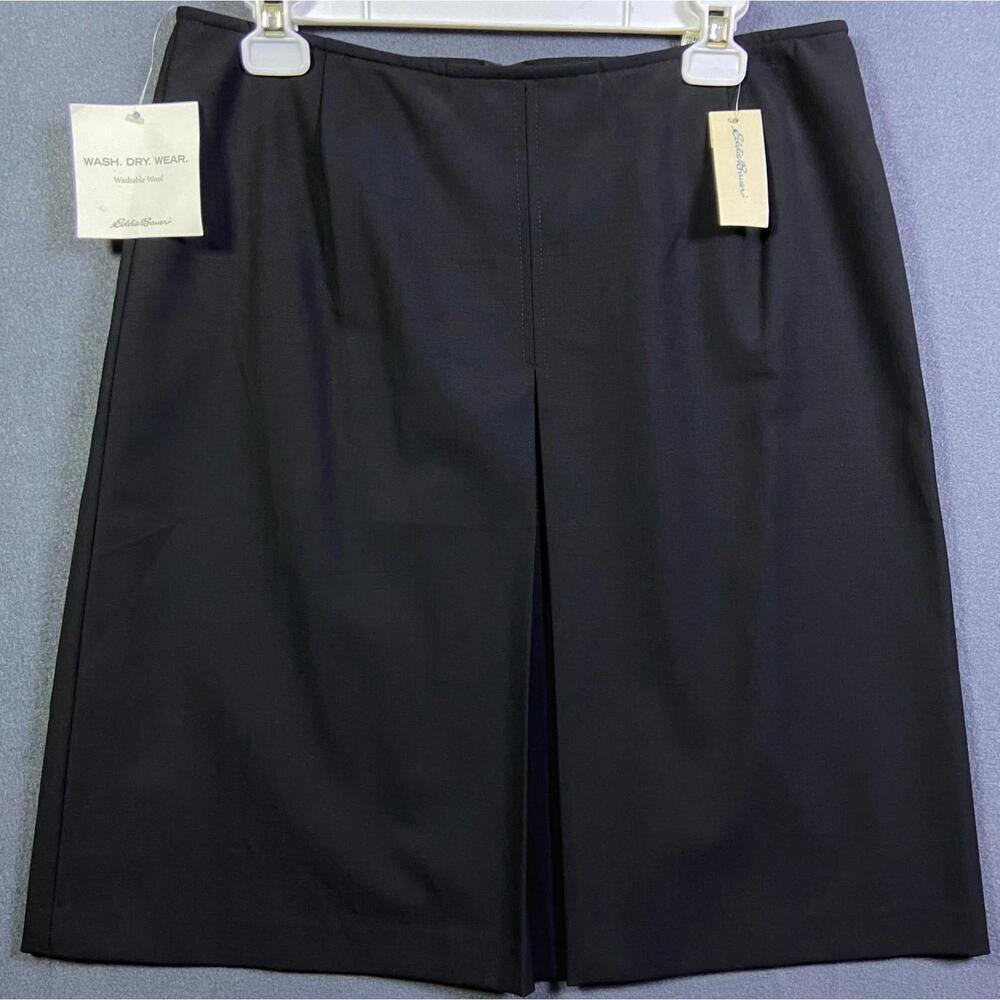 New Eddie Bauer Womens A Line Skirt Size 8 Wool Blend Stretch One Pleat Back Zip